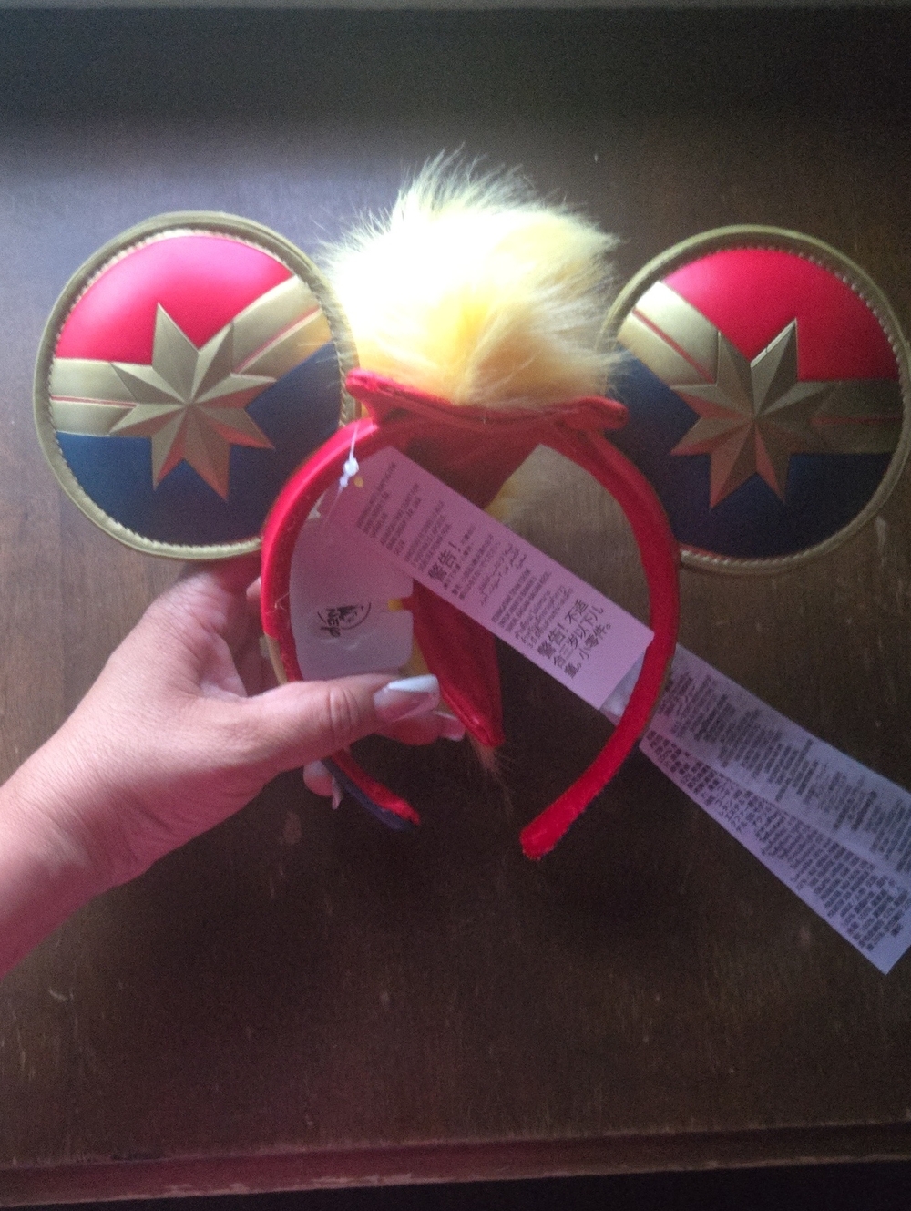 Disney Captain Marvel Ear Headband - Red, Blue & Gold